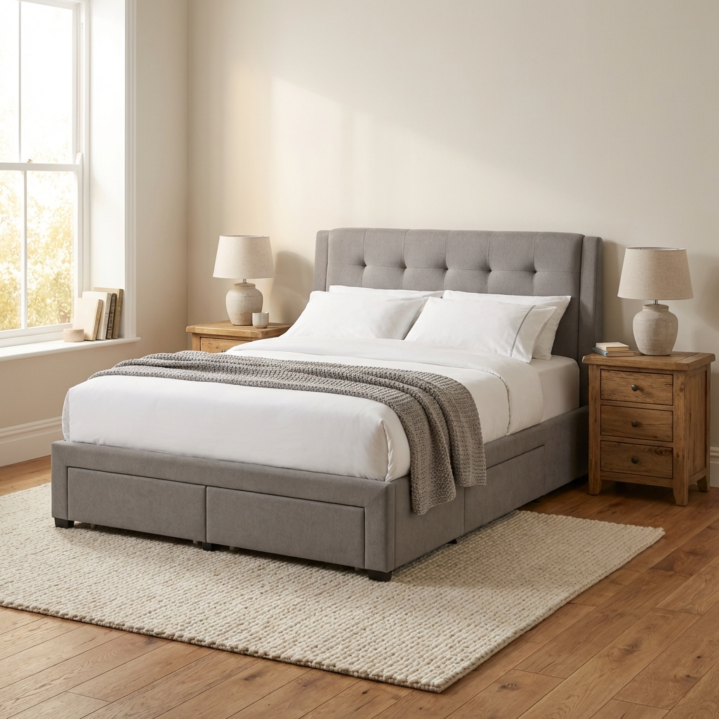 Fullerton 4 Drawer 150cm King Size Bed - Grey FUL002 - Havenheim Furniture