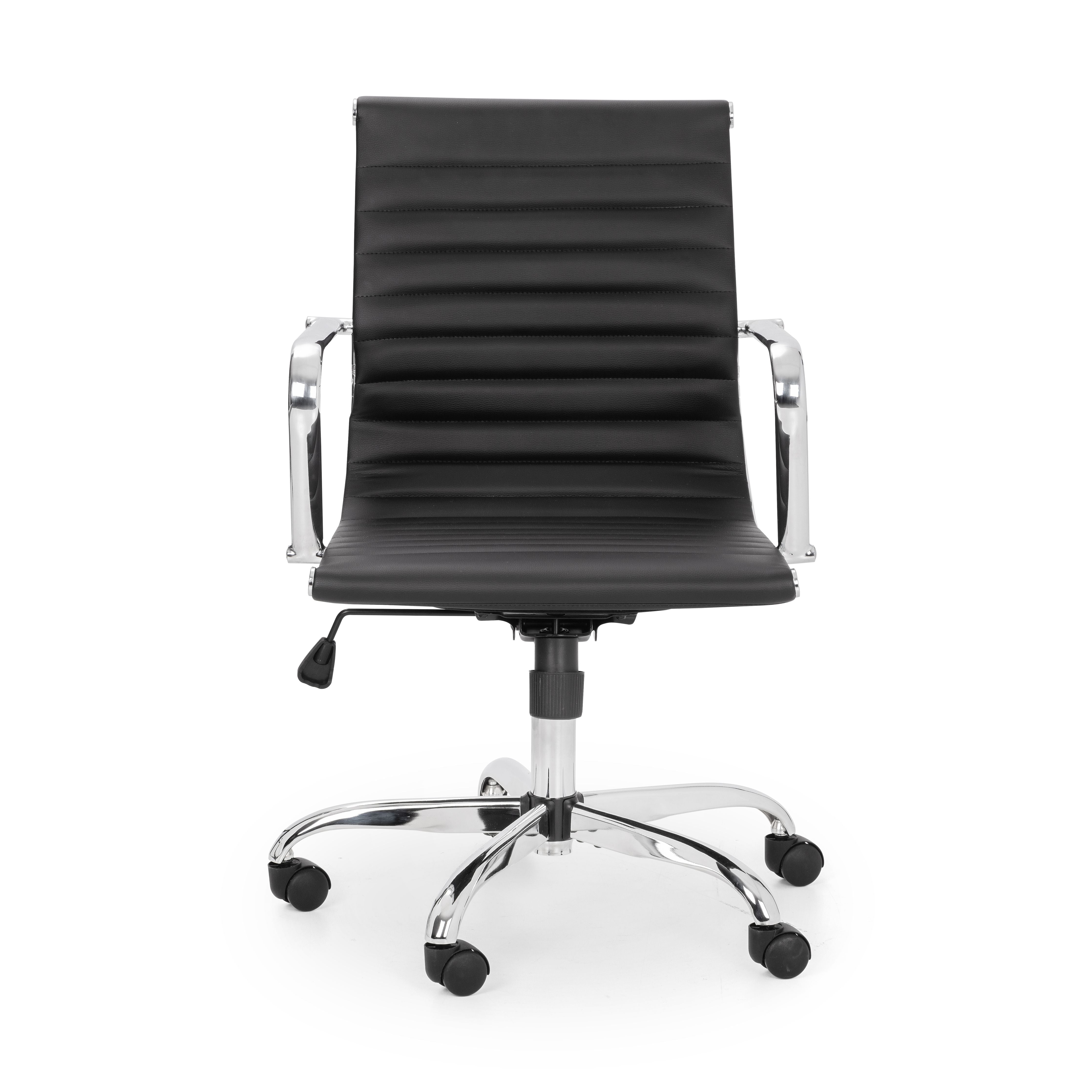 GIO BLACK & CHROME OFFICE CHAIR Faux Leather & Chrome Plated Steel GIO201 - Havenheim Furniture
