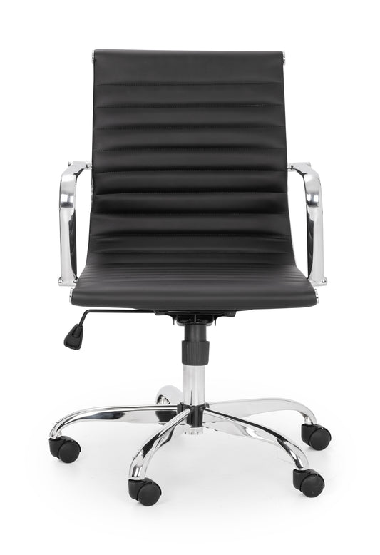 GIO BLACK & CHROME OFFICE CHAIR Faux Leather & Chrome Plated Steel GIO201