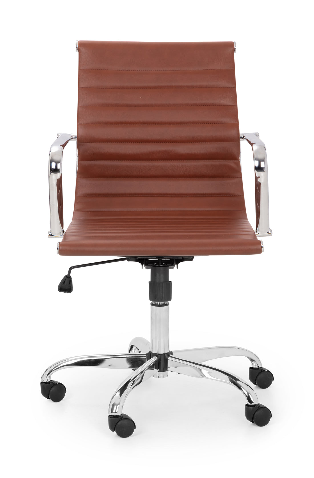 GIO BROWN & CHROME OFFICE CHAIR Faux Leather & Chrome Plated Steel GIO203 - Havenheim Furniture