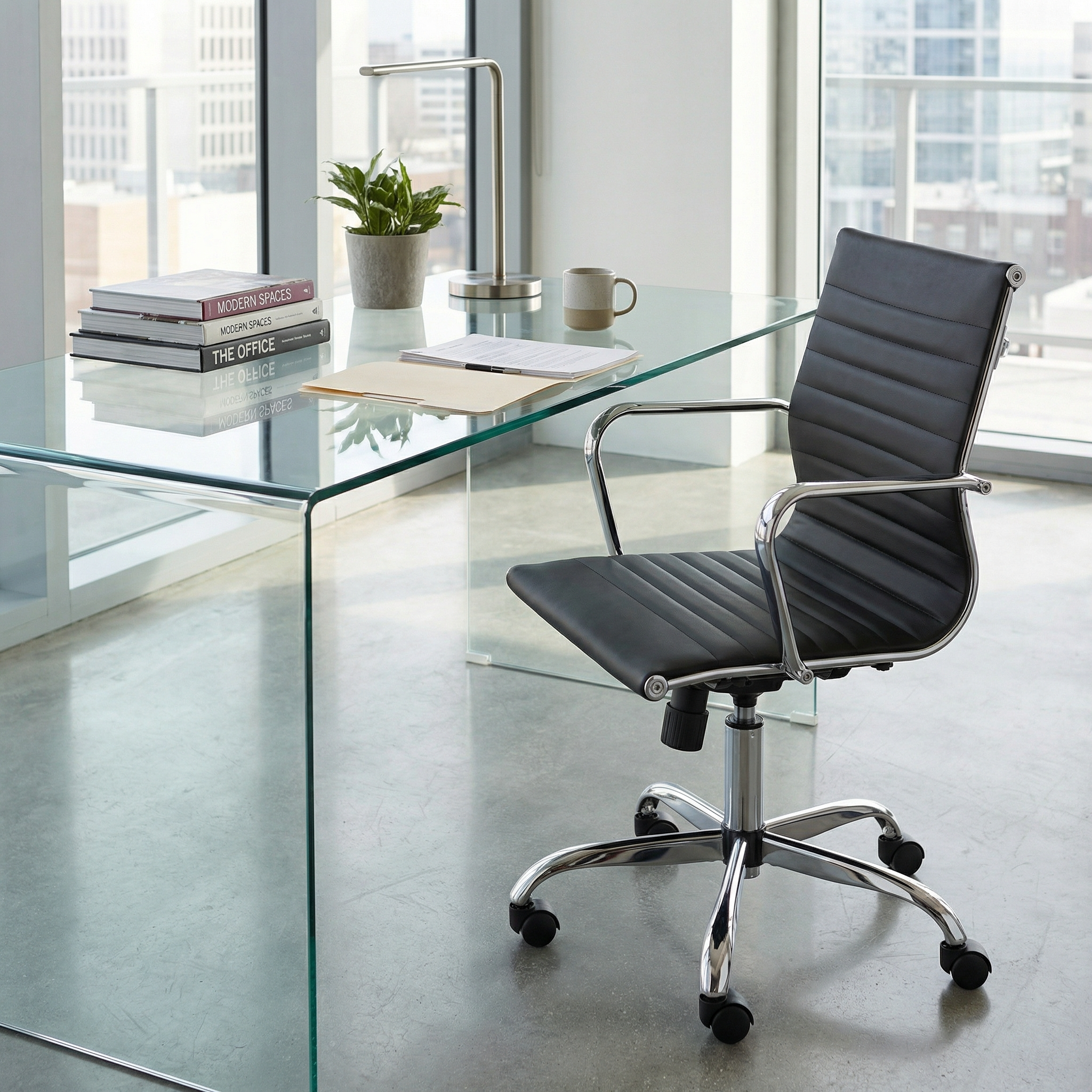 Gio Black & Chrome Office Chair Faux Leather GIO201 - Havenheim Furniture