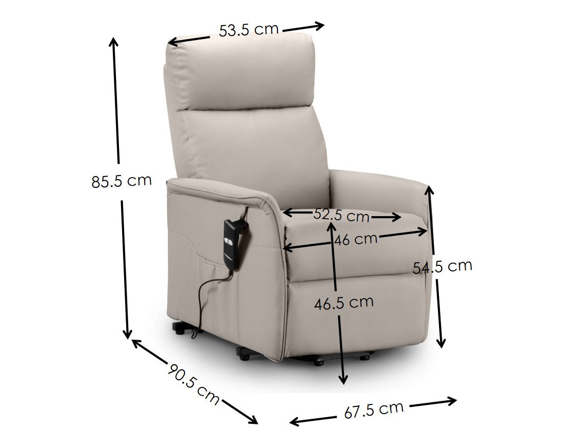 Helena Rise & Recline Chair Motorised -  Pebble Faux Leather HEL102 - Havenheim Furniture