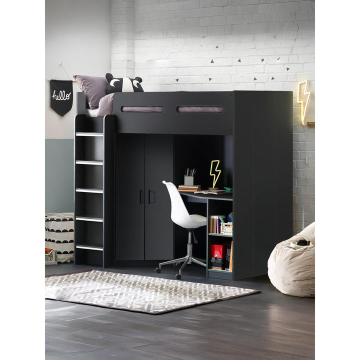 Hercules Highsleeper Bed with Desk Single 90cm - Anthracite HER012