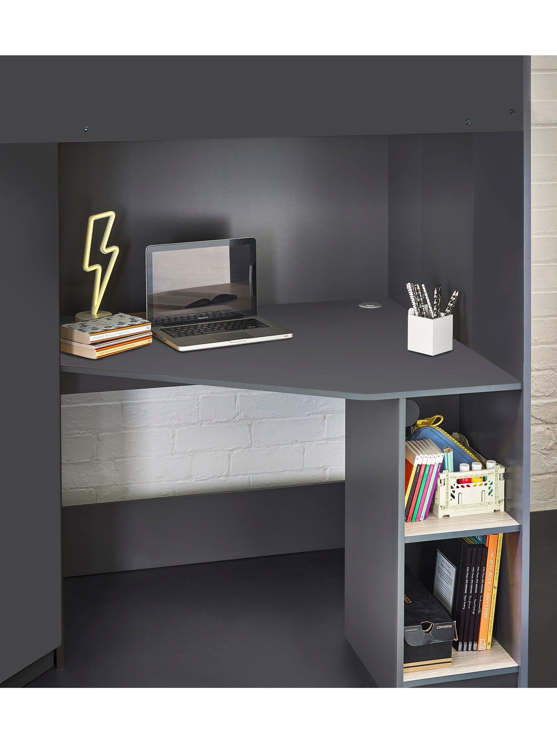 Hercules Highsleeper Bed with Desk Single 90cm - Anthracite HER012