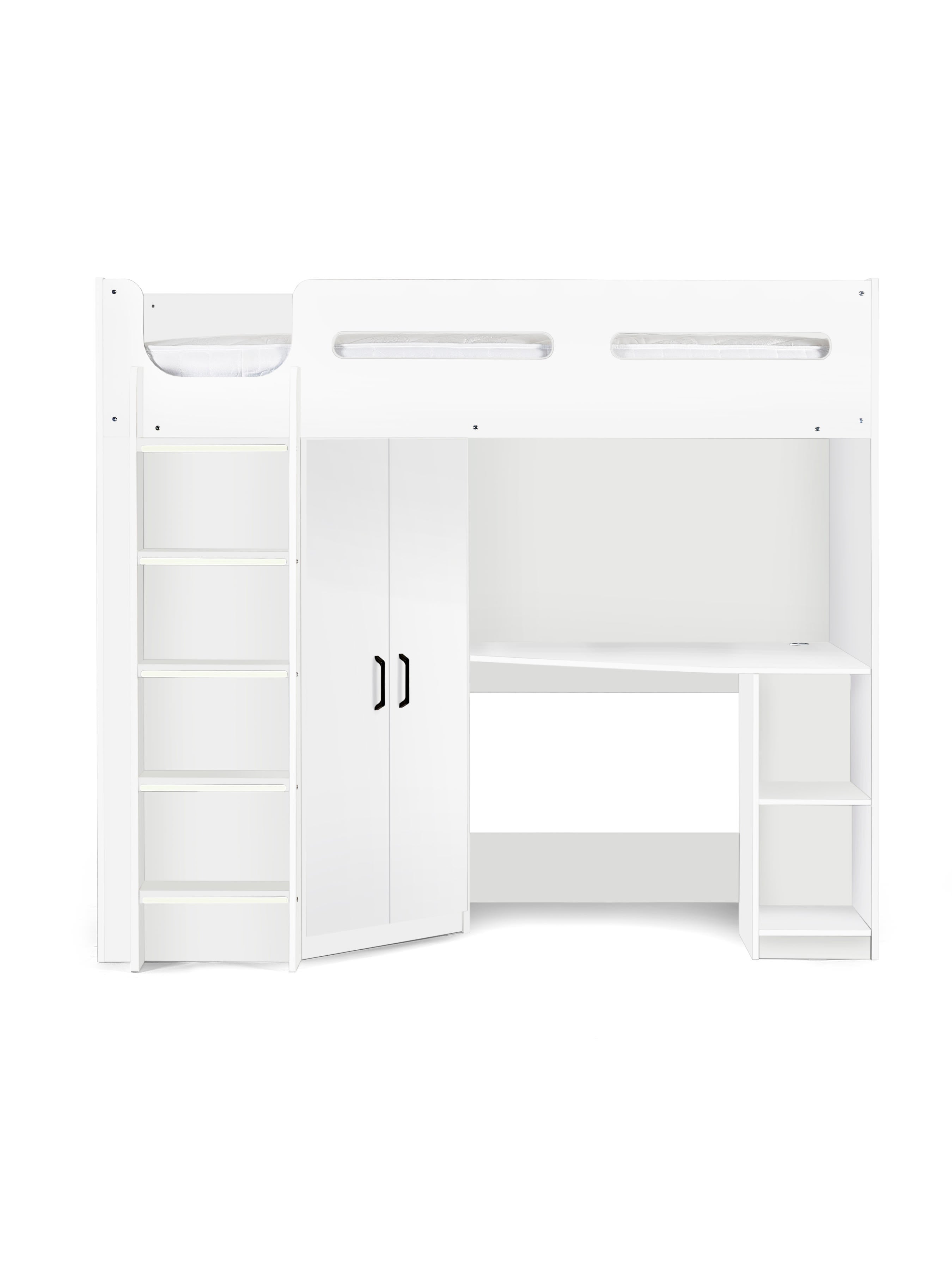 Hercules 90cm Single Highsleeper Loft Bed with Desk - White HER013