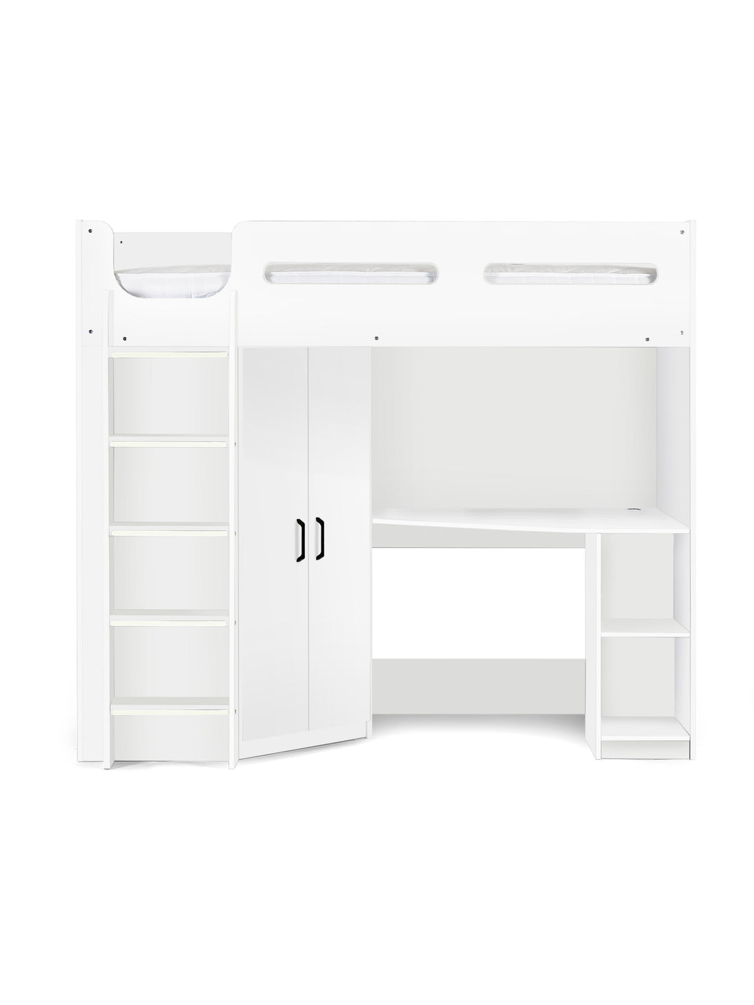 Hercules 90cm Single Highsleeper Loft Bed with Desk - White HER013