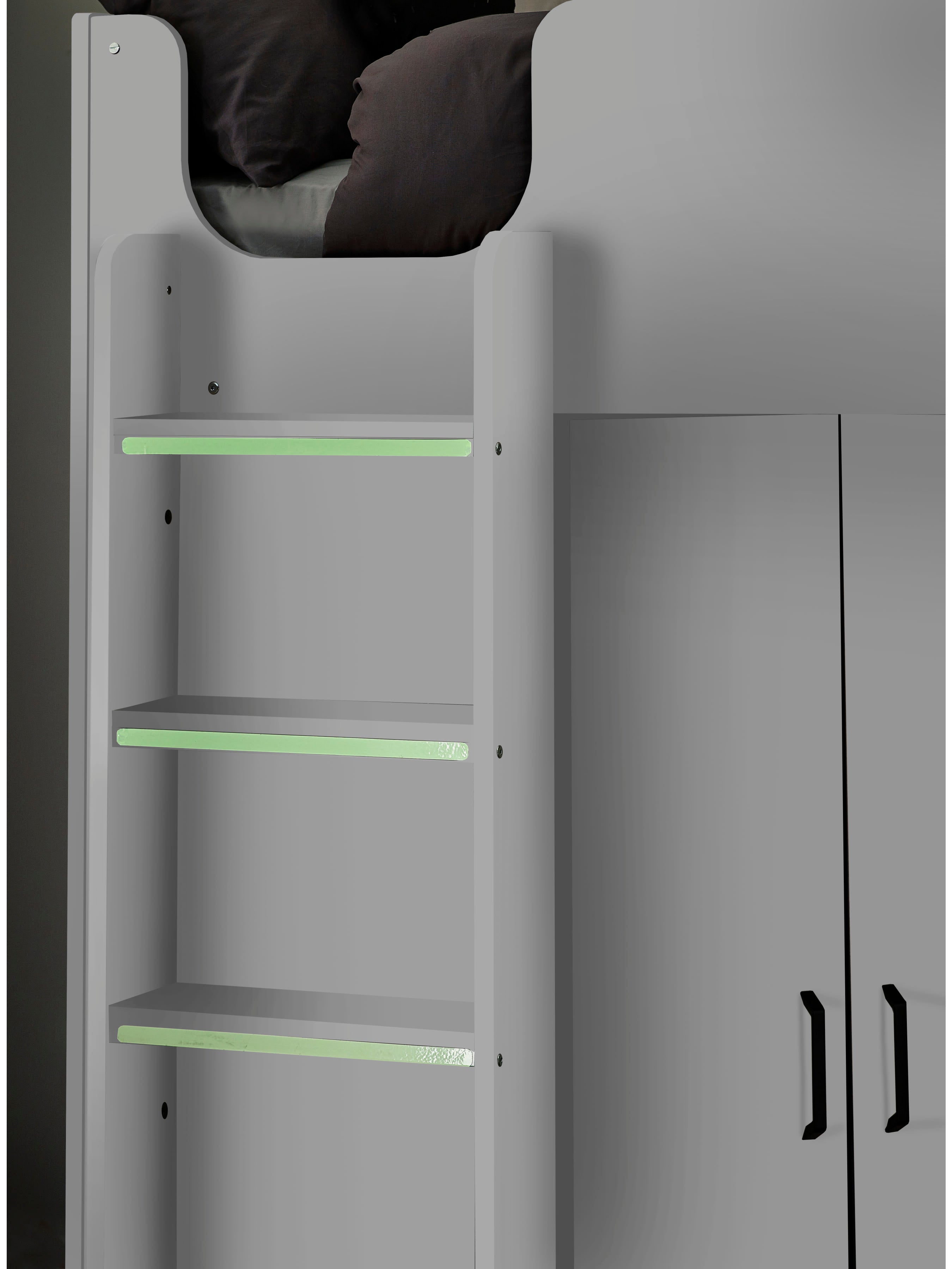 Hercules 90cm Single Highsleeper Loft Bed with Desk - White HER013