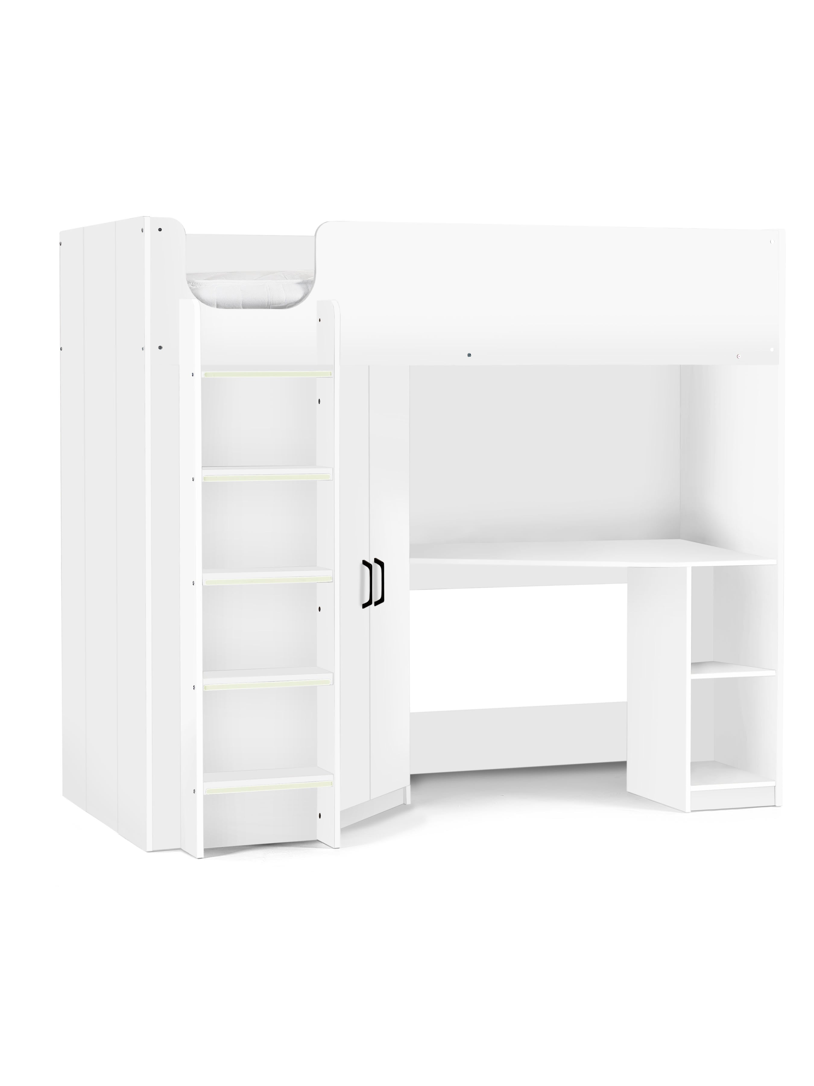 Hercules 90cm Single Highsleeper Loft Bed with Desk - White HER013