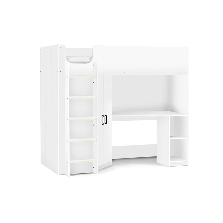 Hercules 90cm Single Highsleeper Loft Bed with Desk - White HER013