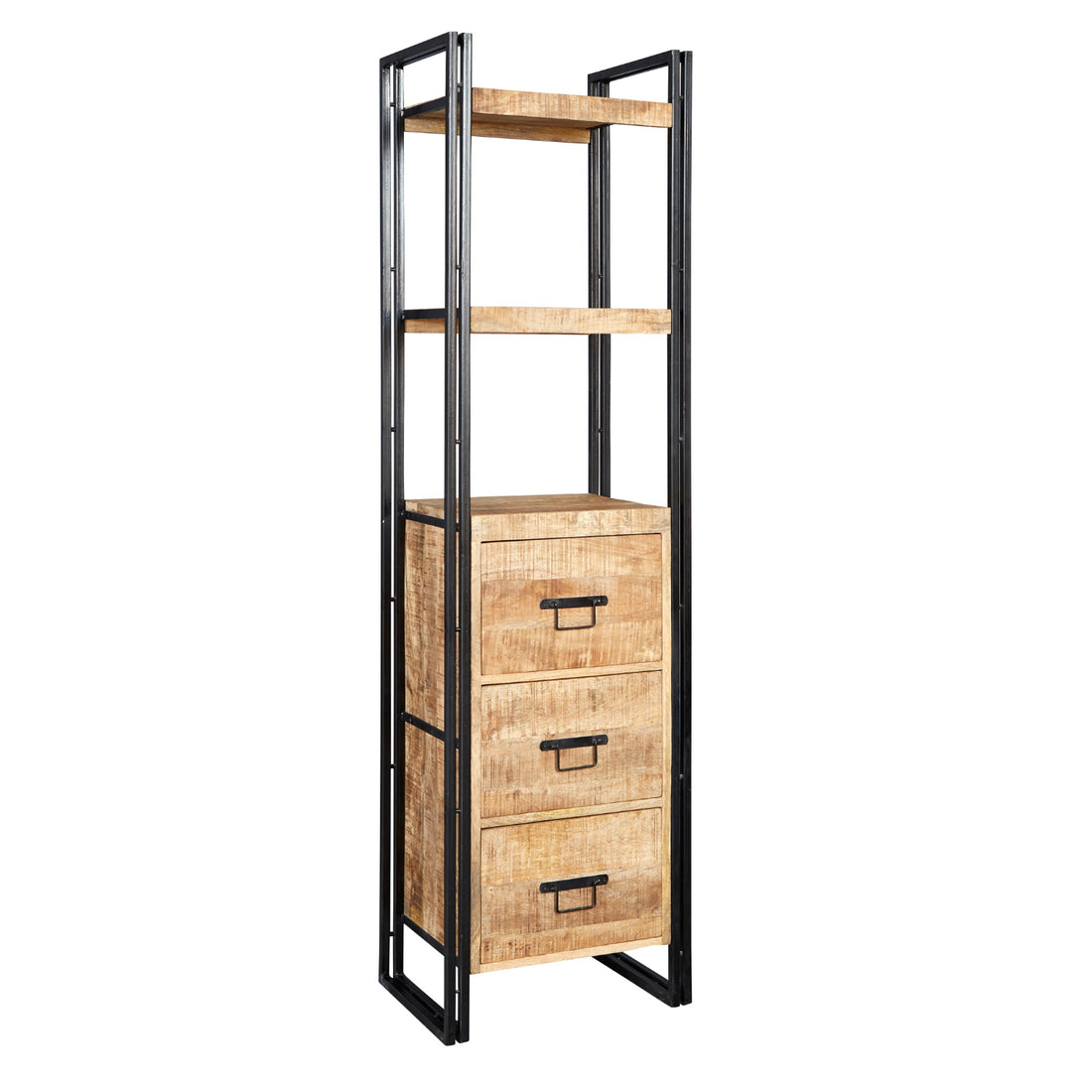 Cosmo Industrial Slim Bookcase Mango Wood and Metal ID16