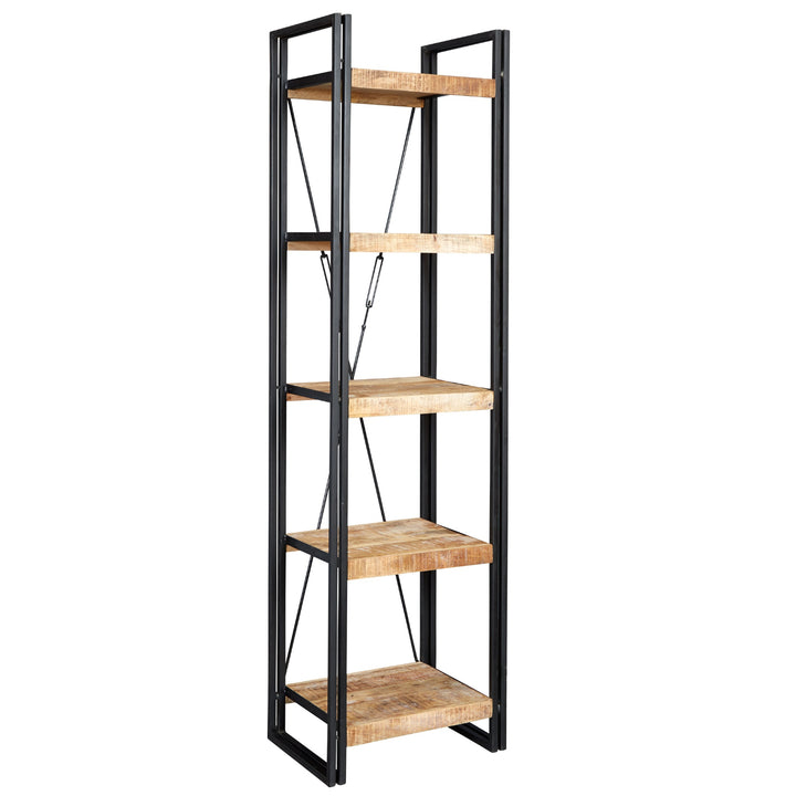 Cosmo Industrial Slim Open Bookcase Mango Wood and Metal ID23