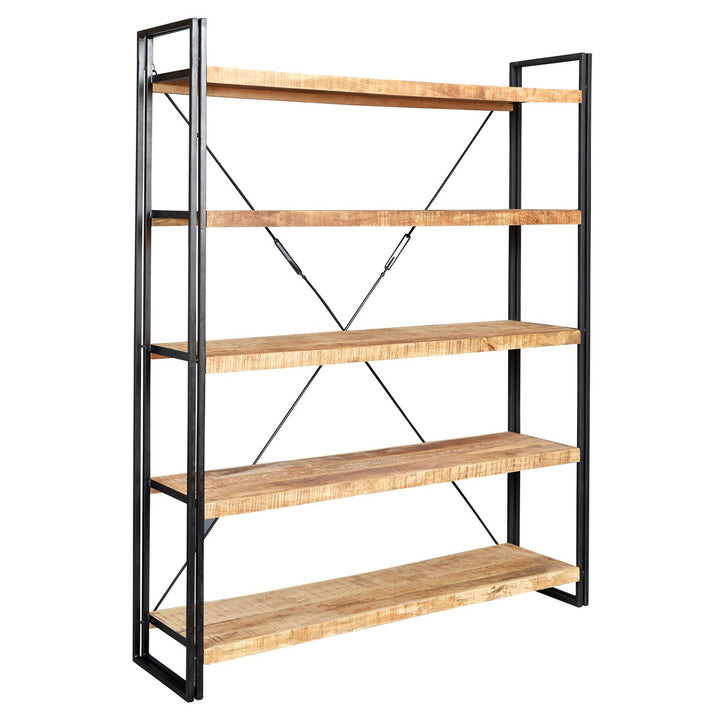 Cosmo Industrial Large Open Bookcase Mango Wood and Metal ID24