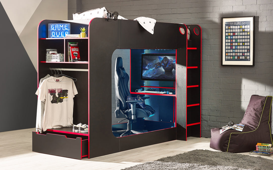 Impact Gaming Bunk Bed Black/Red IMP001 - Havenheim Furniture