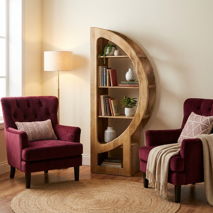 Indali Mango Wood D-Shaped Shelves 2802Q