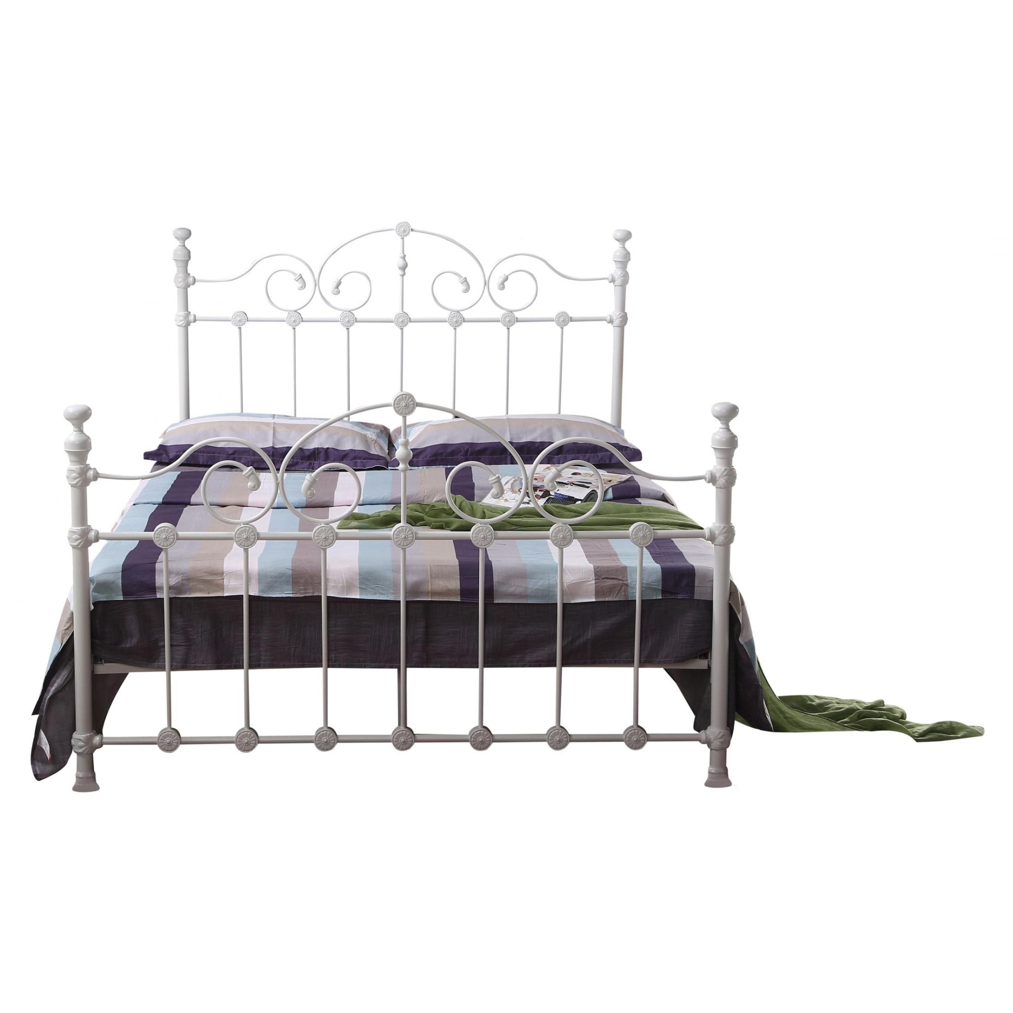 Inglewood Double Bed 135cm Metal White INGLDOUWHI - Havenheim Furniture