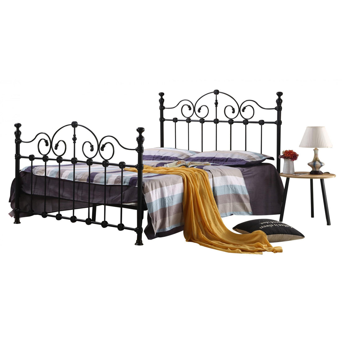 Inglewood King Size Bed 150cm Metal Black INGLKSBLA - Havenheim Furniture