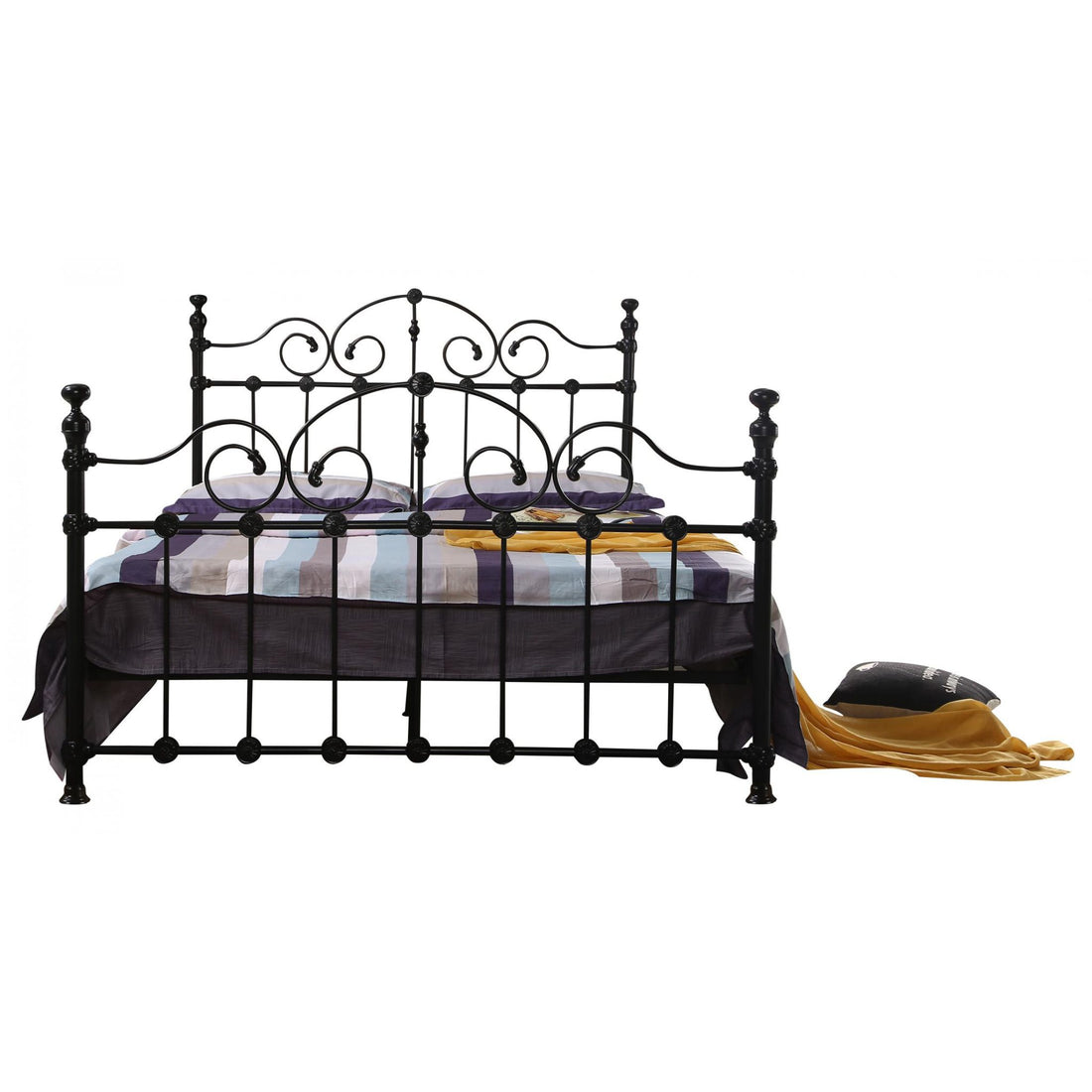 Inglewood King Size Bed 150cm Metal Black INGLKSBLA - Havenheim Furniture