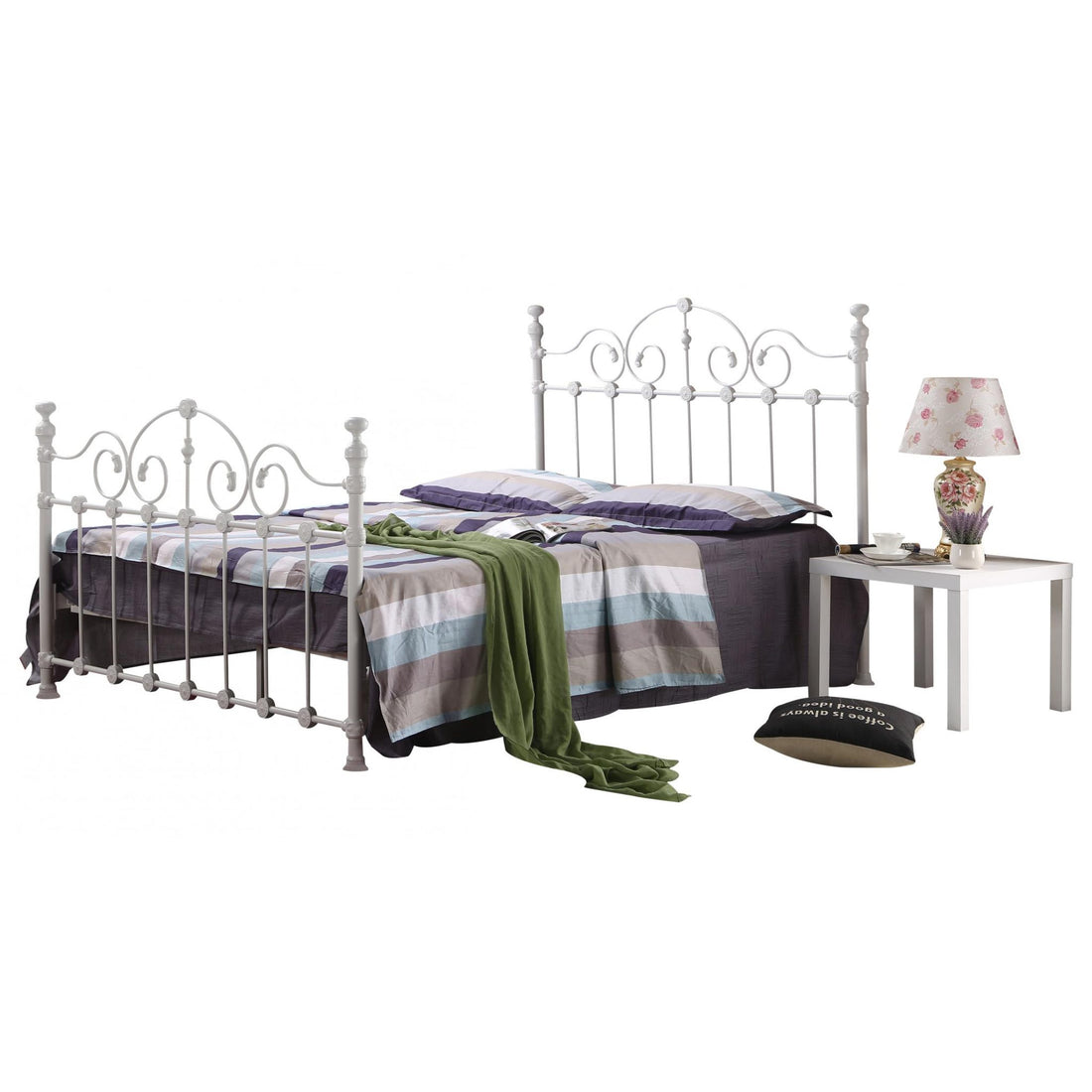 Inglewood Double Bed 135cm Metal White INGLDOUWHI - Havenheim Furniture
