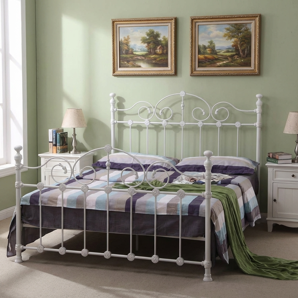 Inglewood King Size Bed 150cm Metal White INGLKSWHI - Havenheim Furniture