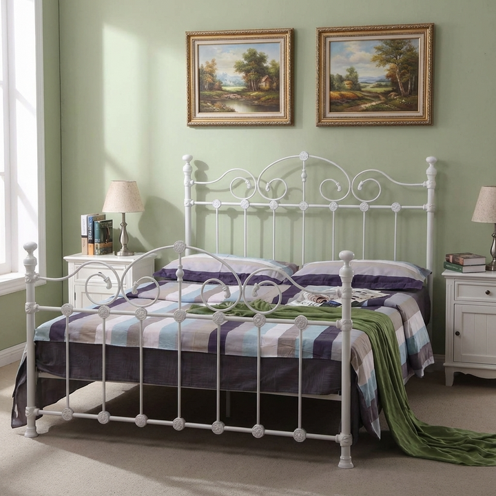 Inglewood King Size Bed 150cm Metal White INGLKSWHI - Havenheim Furniture