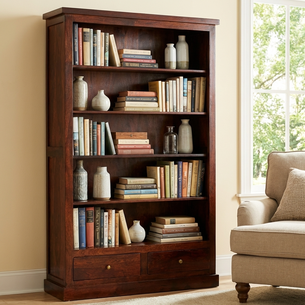 Jaipur Dark Mango Large Bookcase JM15 - Havenheim Furniture