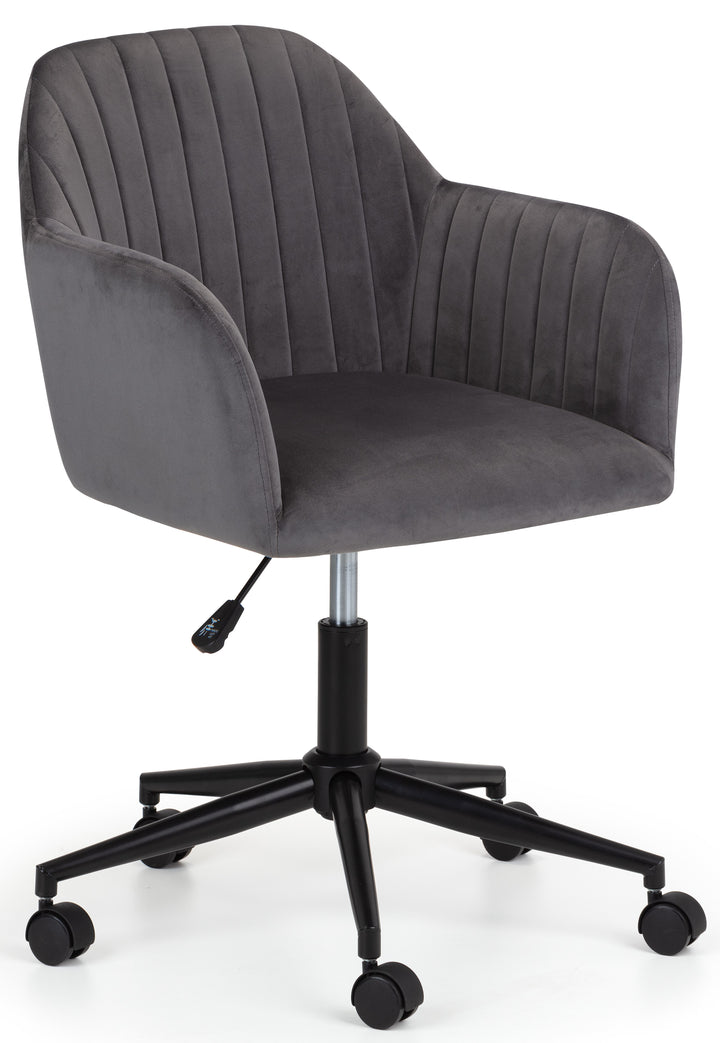 Kahlo Velvet Swivel Office Chair - Grey/Black KAH002 - Havenheim Furniture