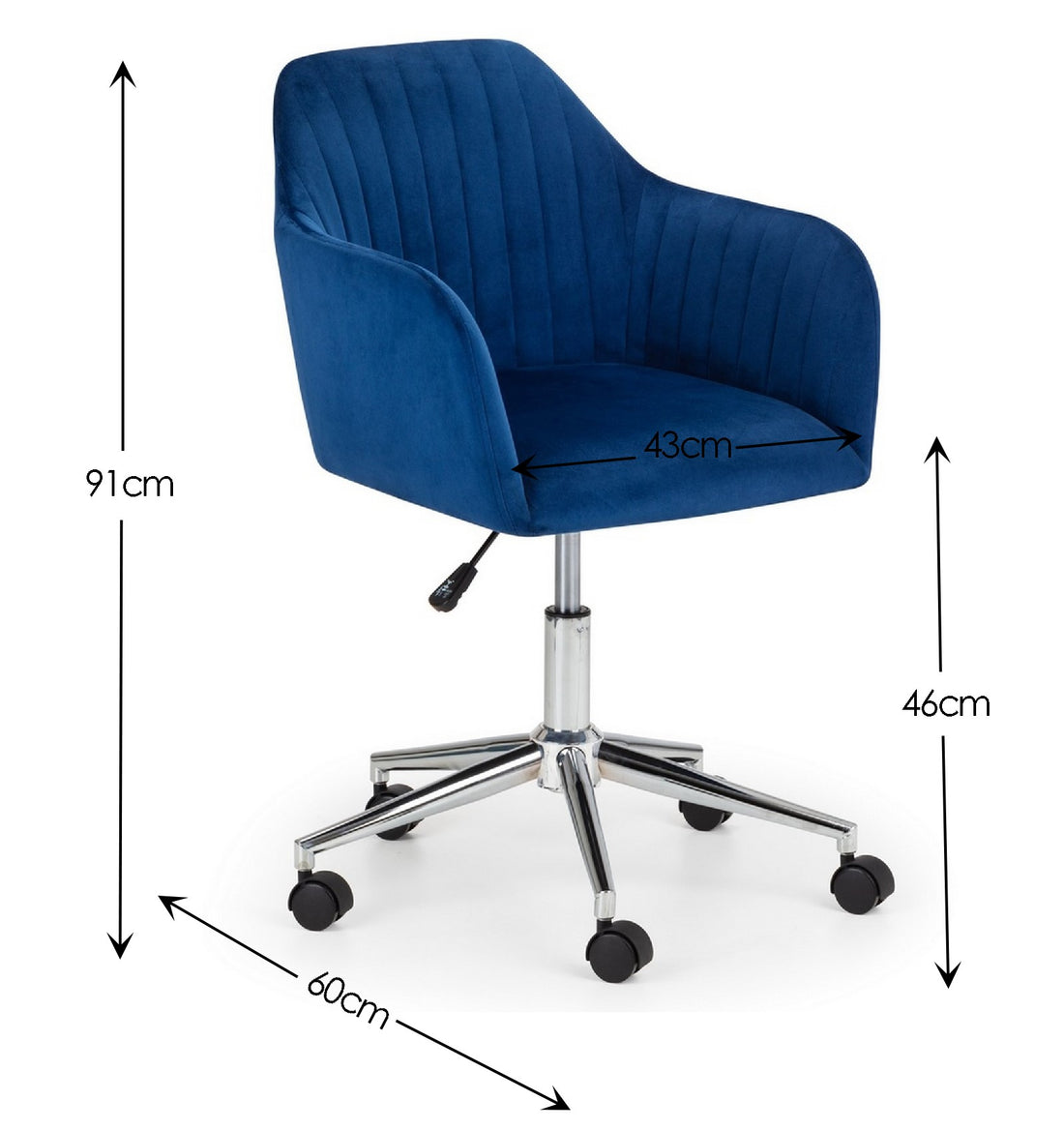 Kahlo Velvet Swivel Office Chair- Blue/Chrome KAH001 - Havenheim Furniture