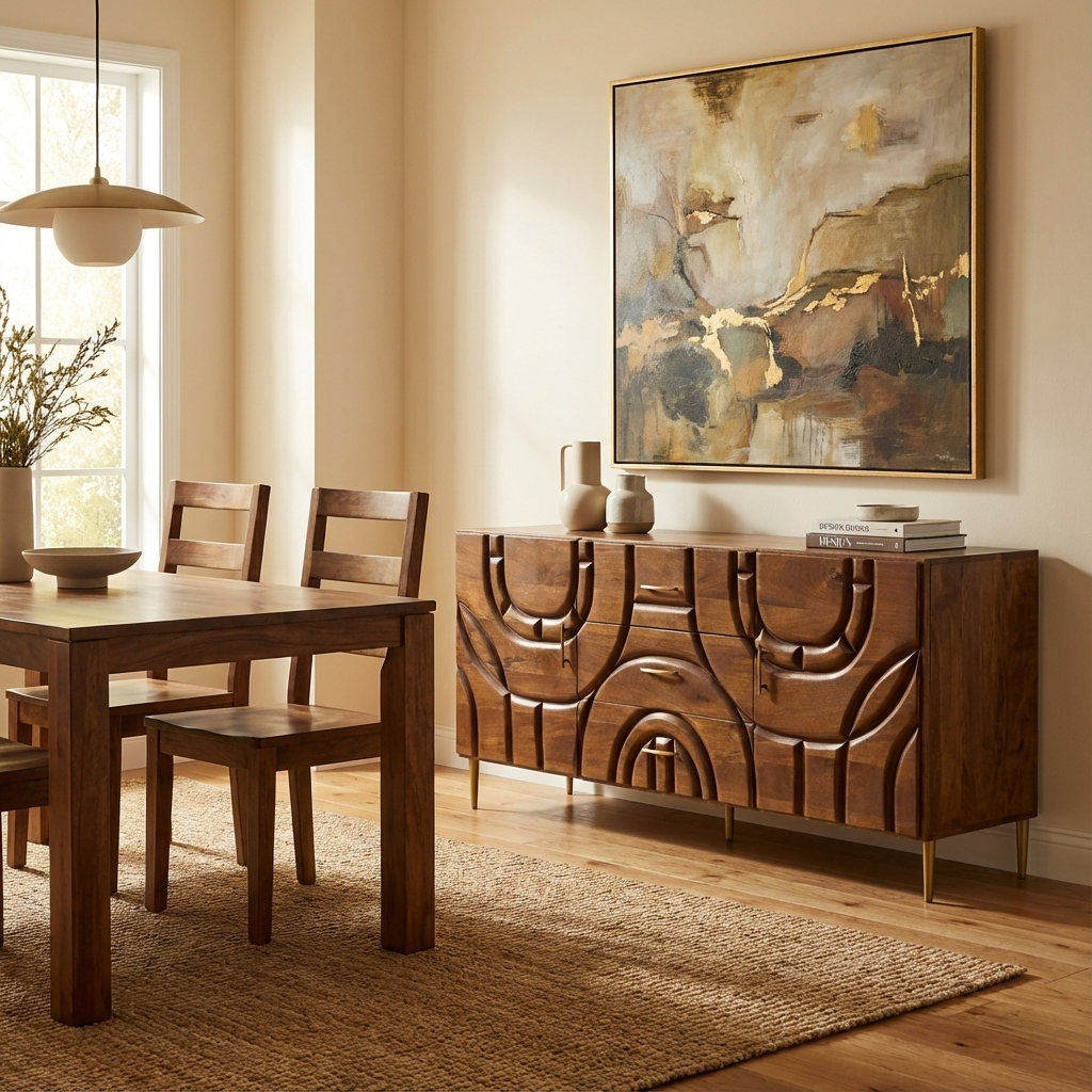 Kanpura Mango Wood 2 Door 3 Drawer Sideboard 2852L - Havenheim Furniture