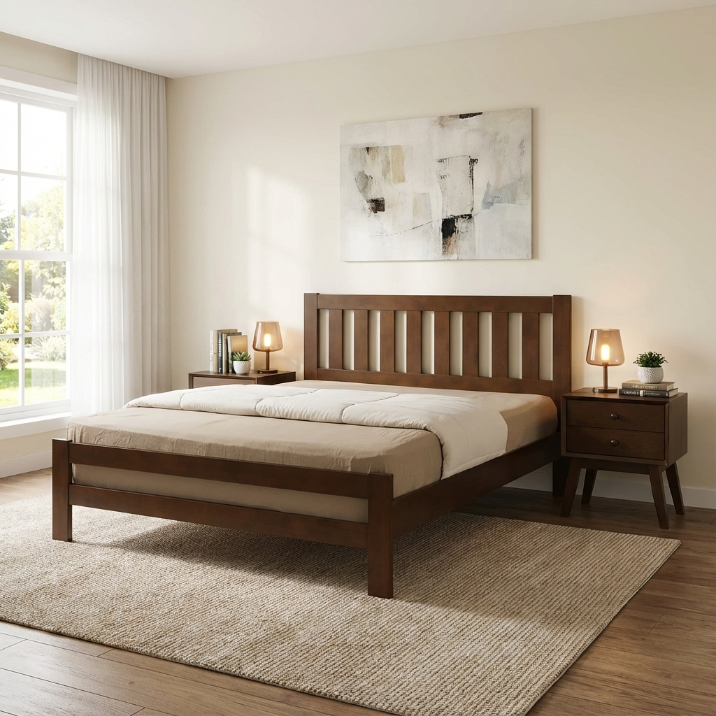 Kempton King Size 150cm Bed Solid Hardwood Rustic Oak KEMPKSRUS - Havenheim Furniture