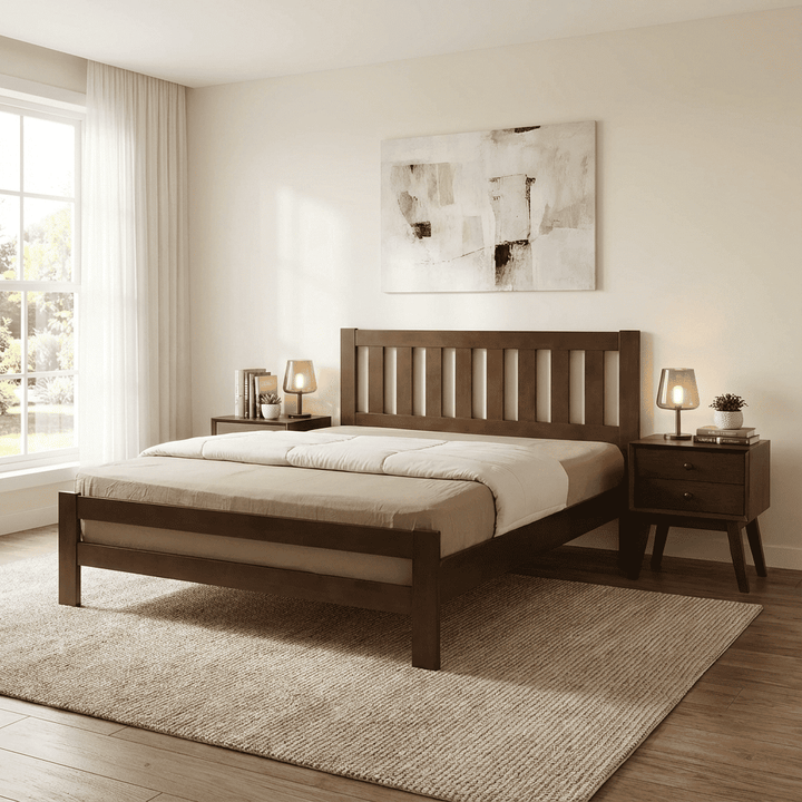 Kempton King Size 150cm Bed Solid Hardwood Rustic Oak KEMPKSRUS - Havenheim Furniture