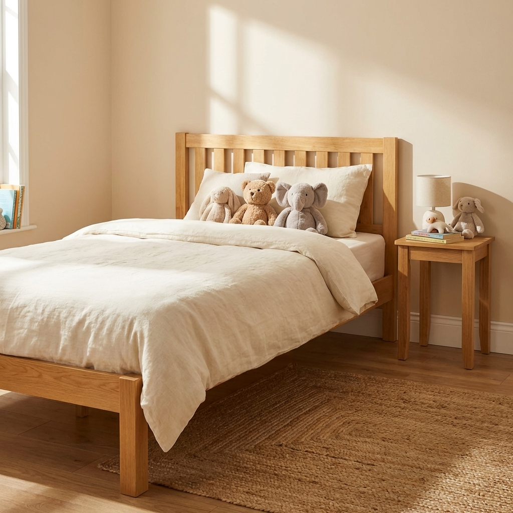 Kempton Single Bed 90 cm Solid Hardwood Natural Oak KEMPSINNAT - Havenheim Furniture