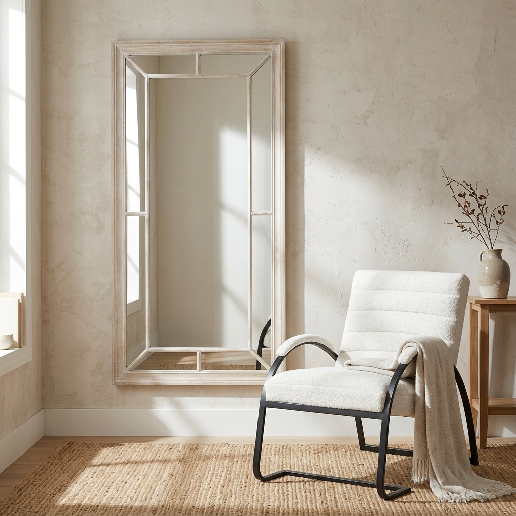 Large Washed Wood Framed Window Mirror 23806 - Havenheim Furniture