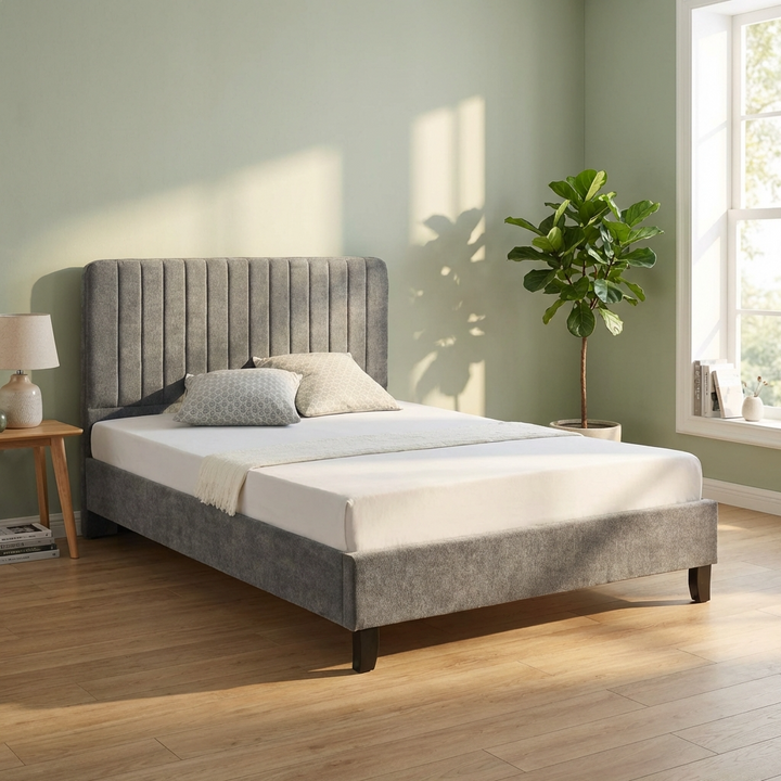 Livingstone Fabric Single Bed 90cm - Grey LIVISINGRE - Havenheim Furniture