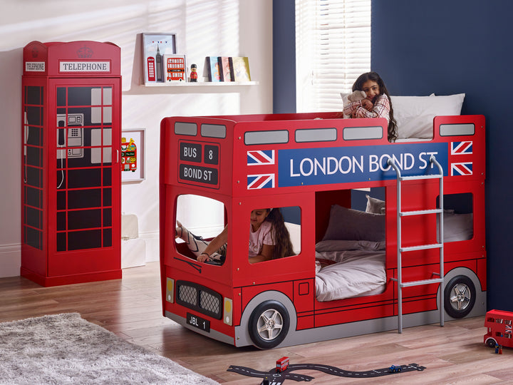 London Bus Bunk Bed 90cm Single - Red LON001 - Havenheim Furniture