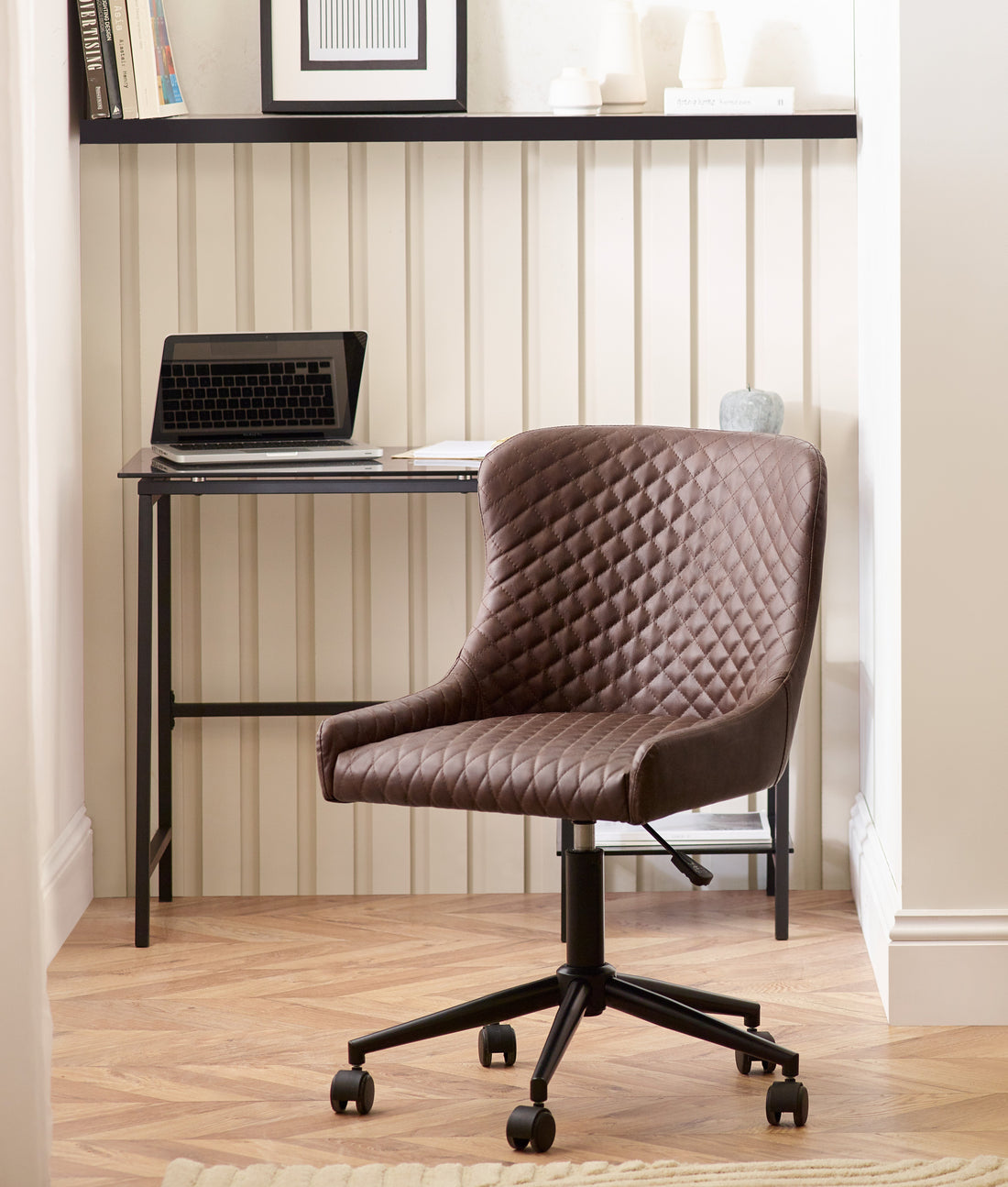 Luxe Office Chair In Brown Faux Leather LUX012 - Havenheim Furniture