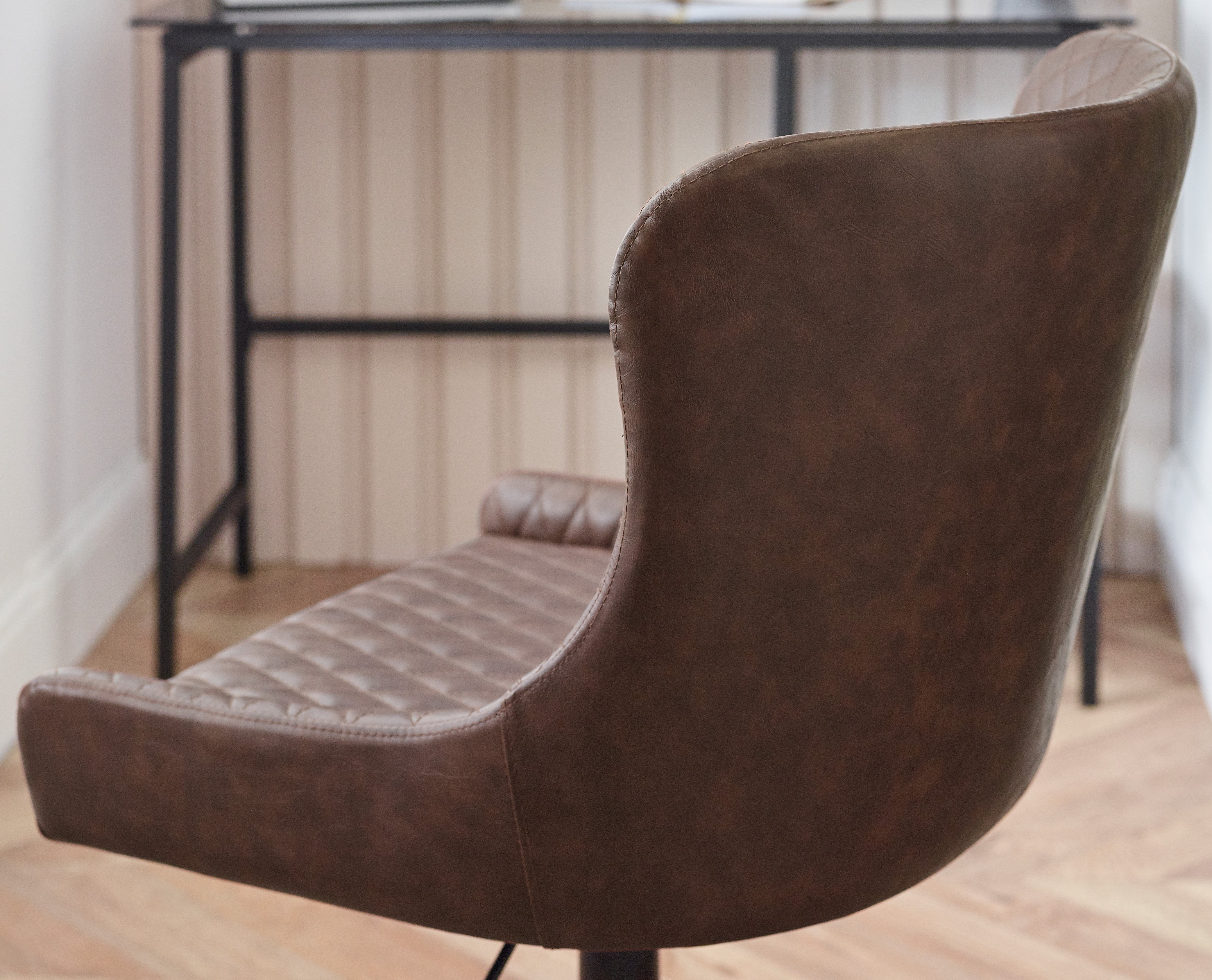 Luxe Office Chair In Brown Faux Leather LUX012 - Havenheim Furniture