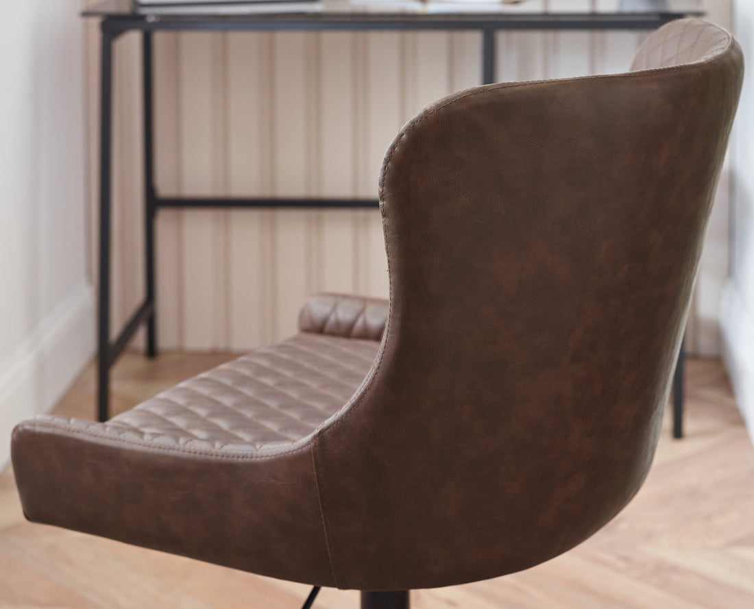 Luxe Office Chair In Brown Faux Leather LUX012 - Havenheim Furniture