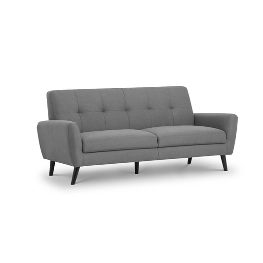 MONZA 3 SEATER COMPACT RETRO SOFA - GREY Timber Frame With Foam And Fabric Upholstery MON502