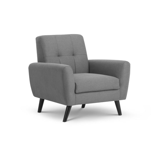 MONZA COMPACT RETRO CHAIR - GREY Timber Frame With Foam And Fabric Upholstery MON503