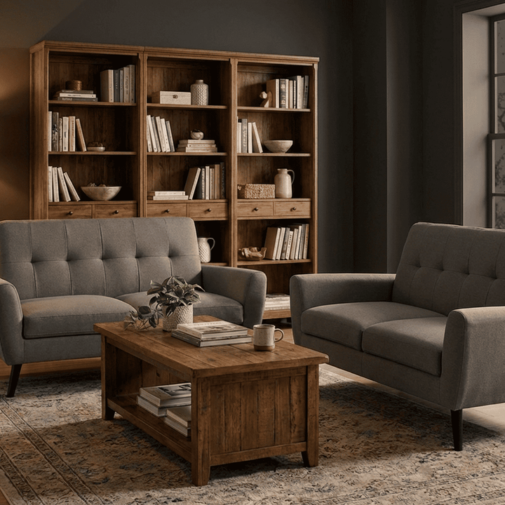 Monza Grey 2-Seater Retro Sofa with Timber Frame MON501 - Havenheim Furniture