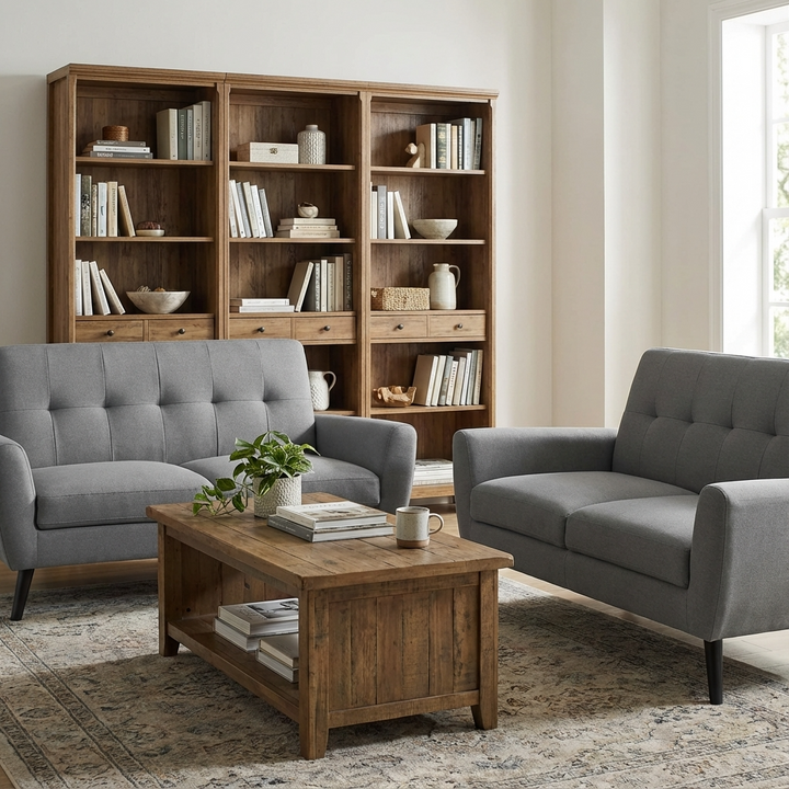Monza Grey 2-Seater Retro Sofa with Timber Frame MON501