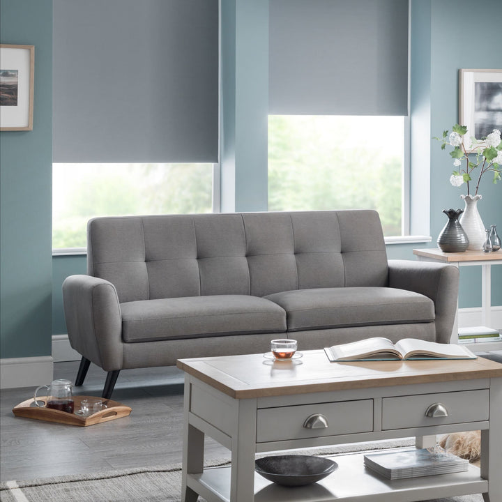 Monza Grey 3-Seater Retro Sofa with Timber Frame MON502 - Havenheim Furniture