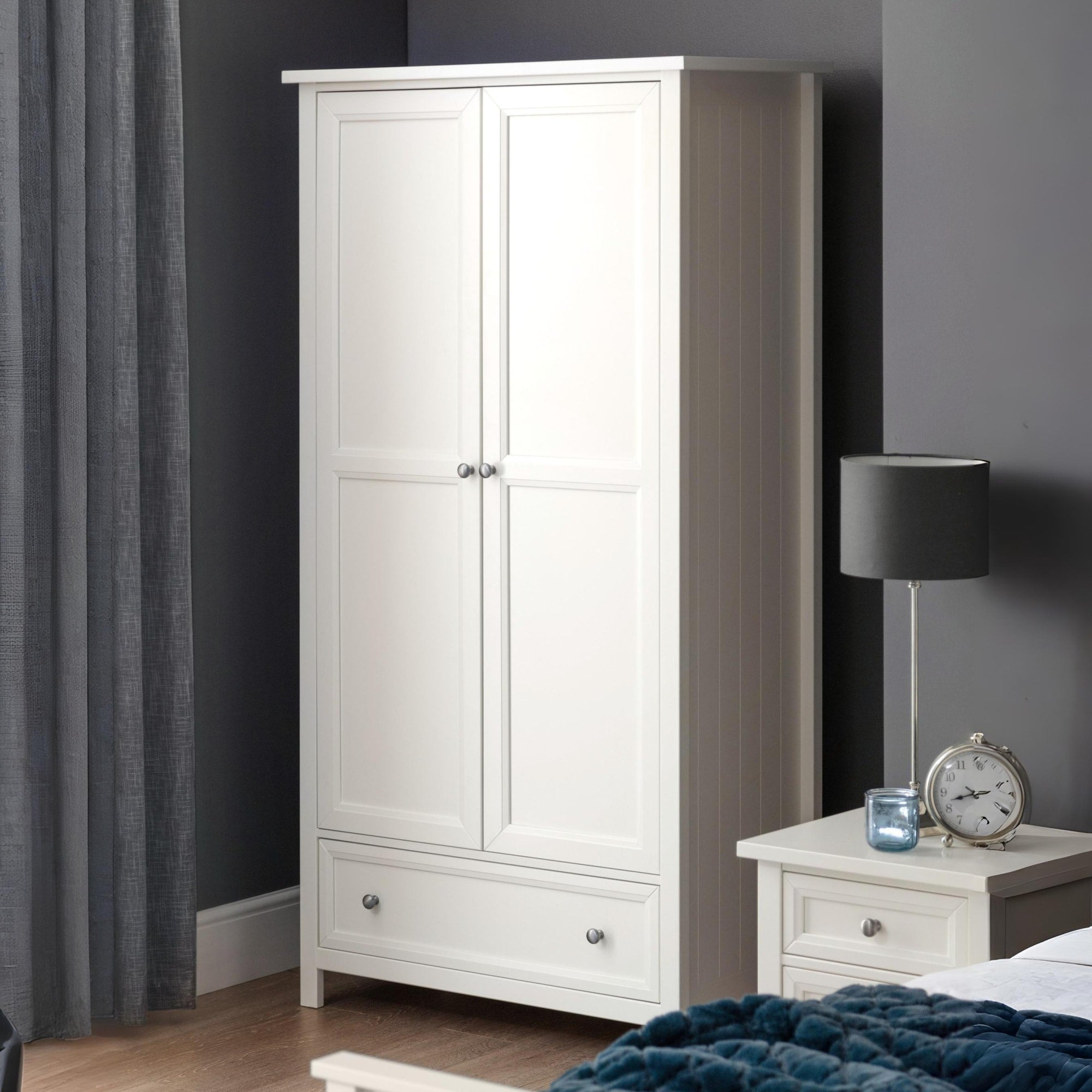 Maine 2 Door Combination Wardrobe - Surf White MDF MAI106 - Havenheim Furniture