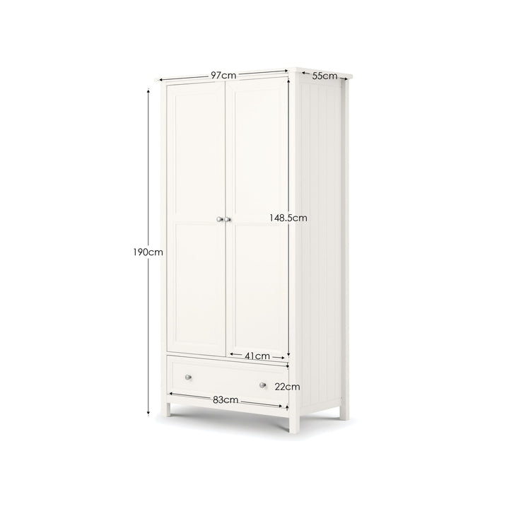 Maine 2 Door Combination Wardrobe - Surf White MDF MAI106 - Havenheim Furniture