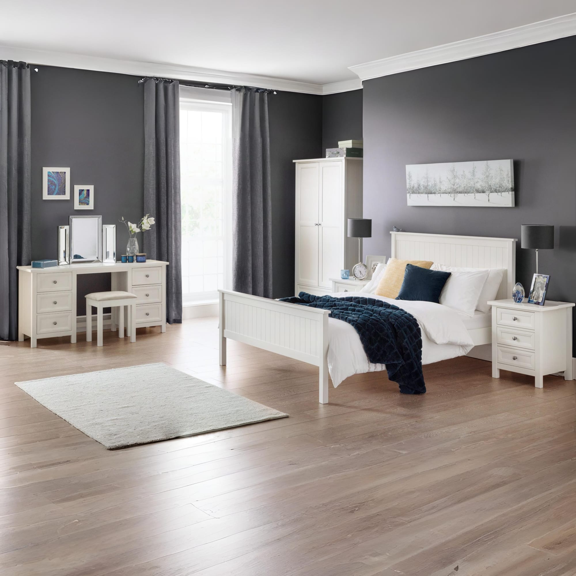 Maine 2 Door Combination Wardrobe - Surf White MDF MAI106 - Havenheim Furniture