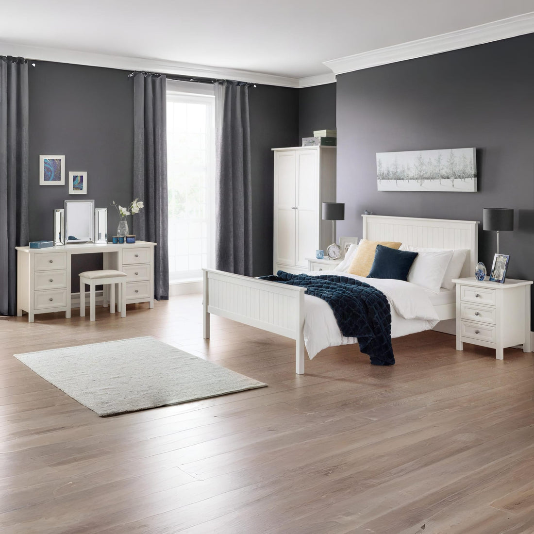 Maine 2 Door Combination Wardrobe - Surf White MDF MAI106 - Havenheim Furniture