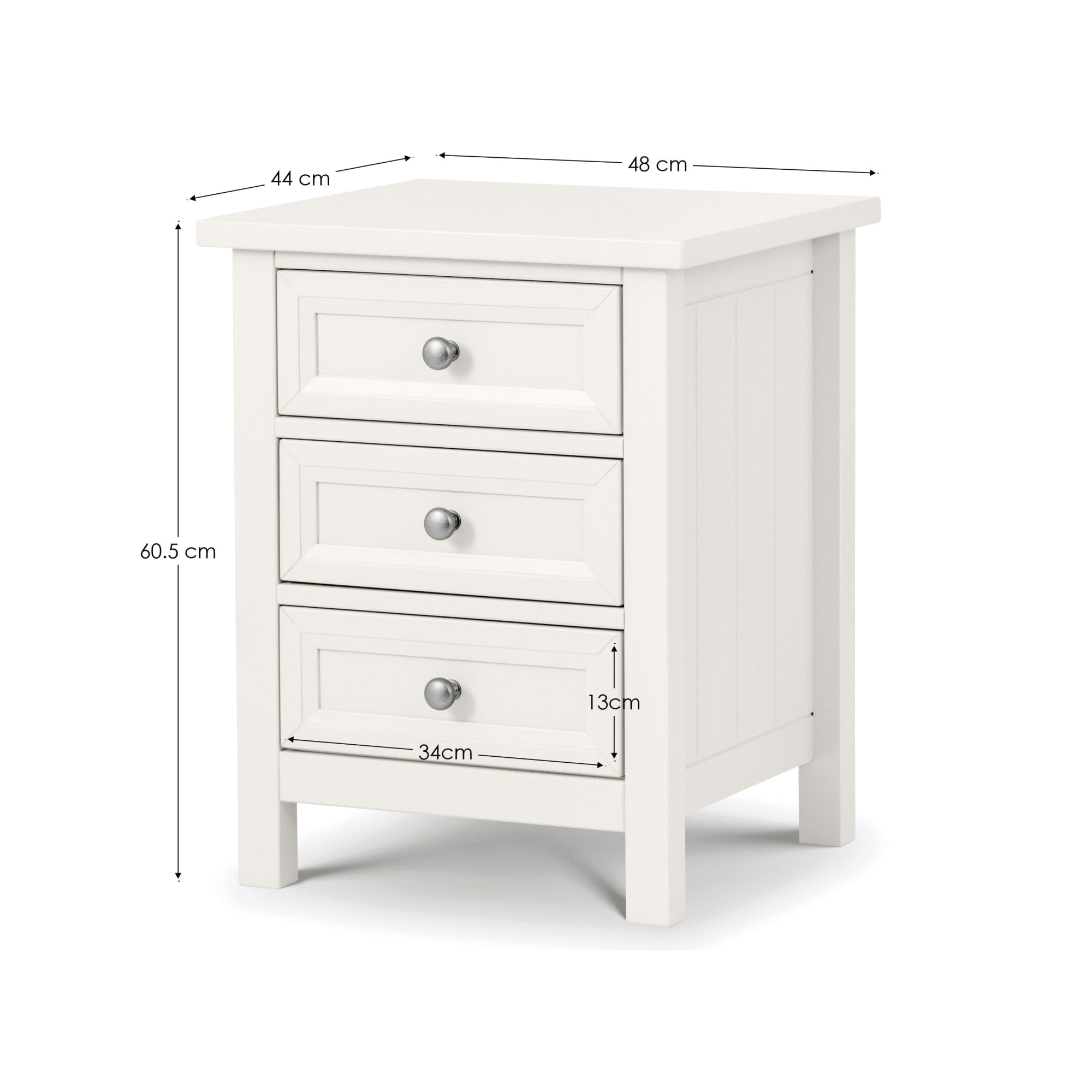 Maine 3 Drawer Bedside - Surf  White - MDF MAI101 - Havenheim Furniture