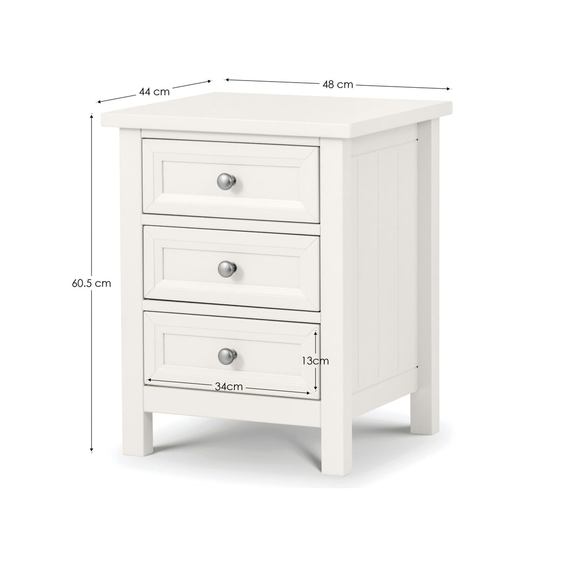 Maine 3 Drawer Bedside - Surf  White - MDF MAI101 - Havenheim Furniture