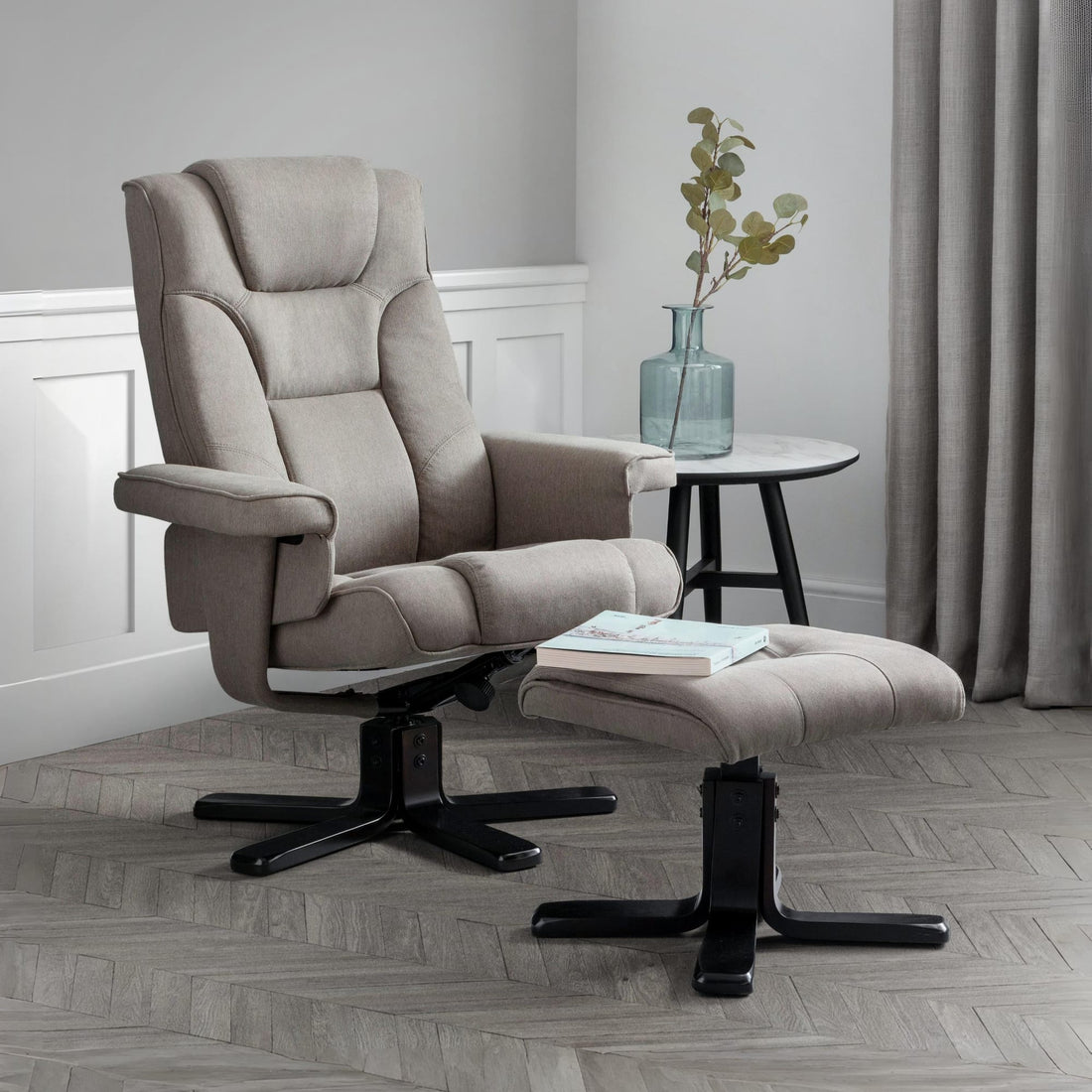 Malmo Swivel Recliner & Stool - Grey MAL007 - Havenheim Furniture