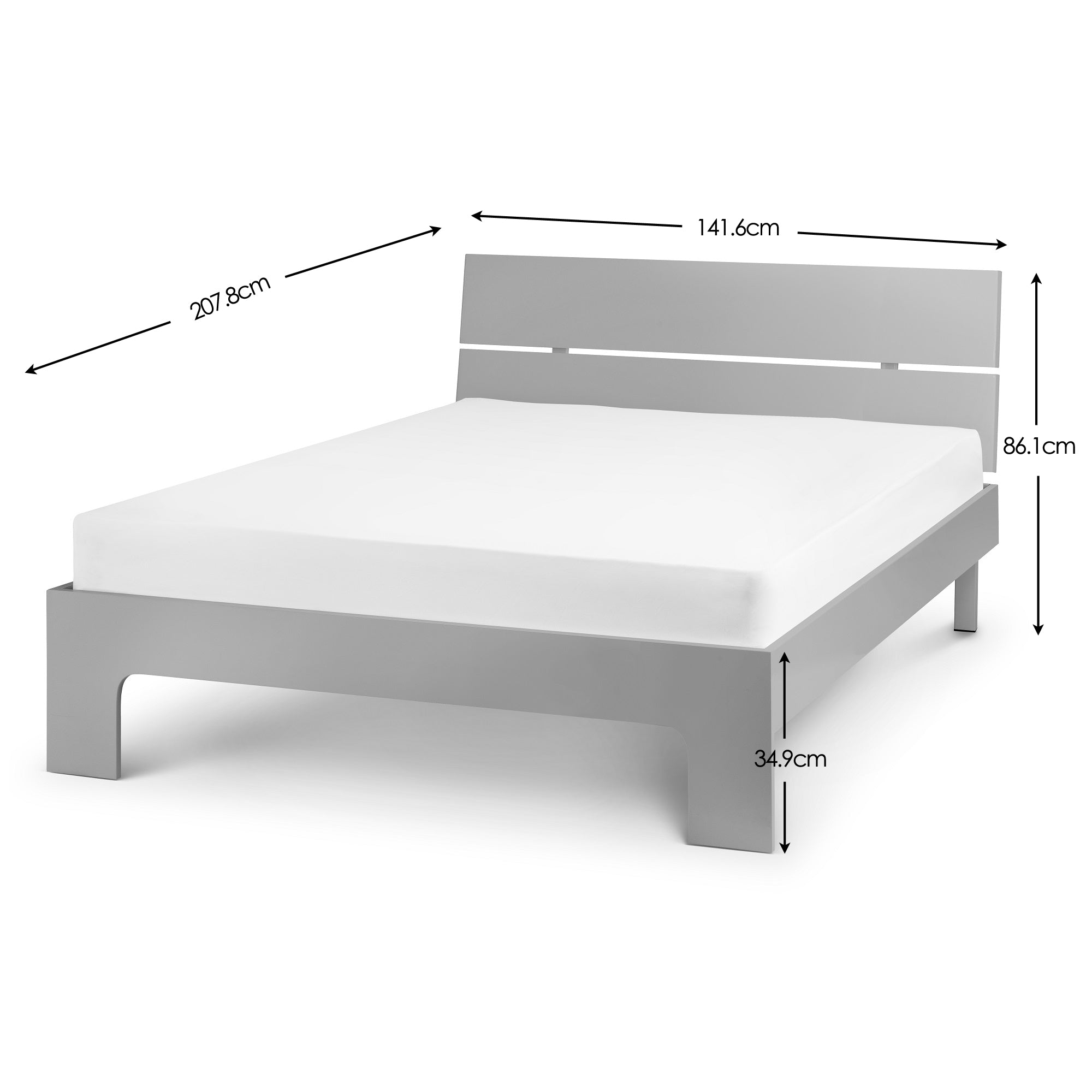 Manhattan High Gloss Bed 135cm Double - Grey MAN811 - Havenheim Furniture